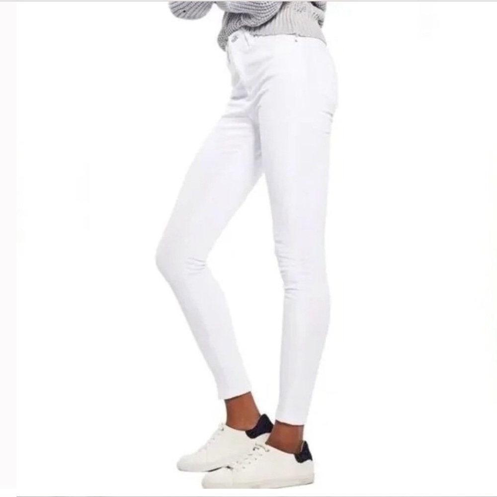 Topshop Moto Jamie High-Rise White Skinny Ankle Jeans - W34